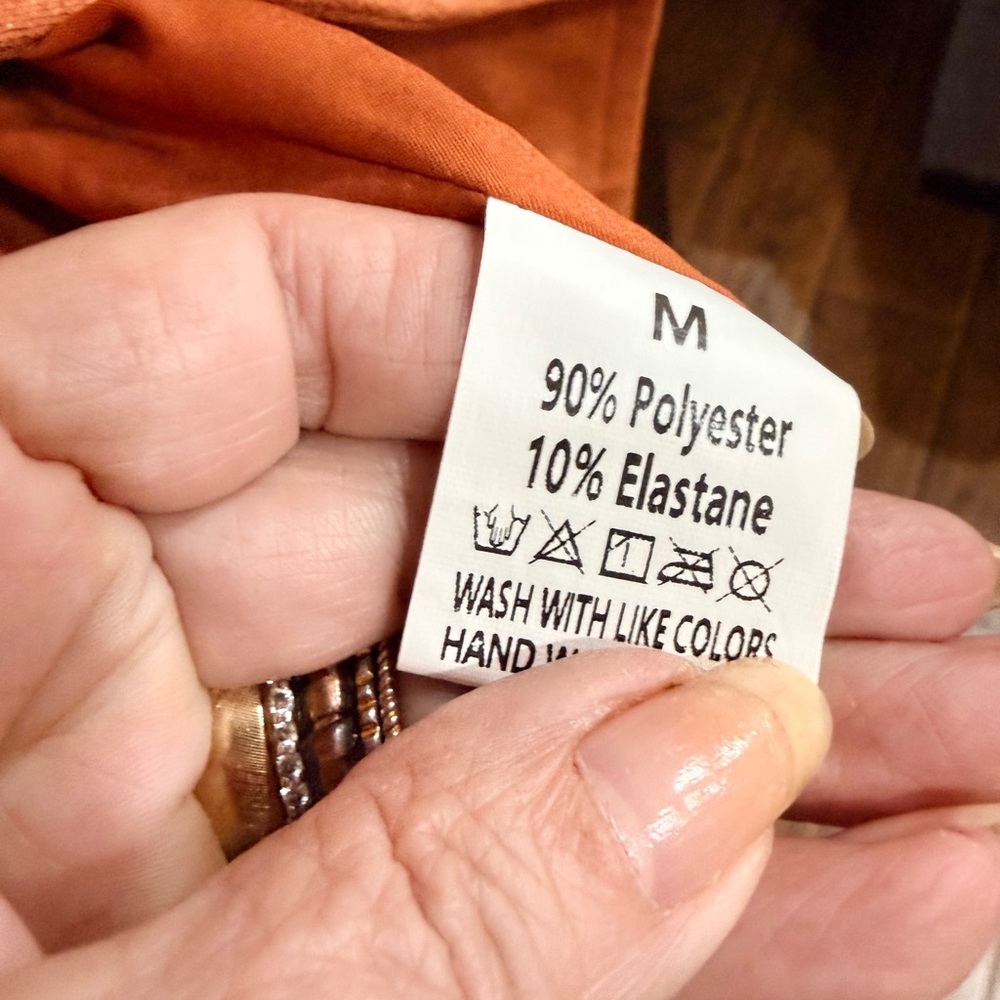 Moto jacket EUC rust colored many zipper embellishments super soft faux suede M - Picture 3 of 9